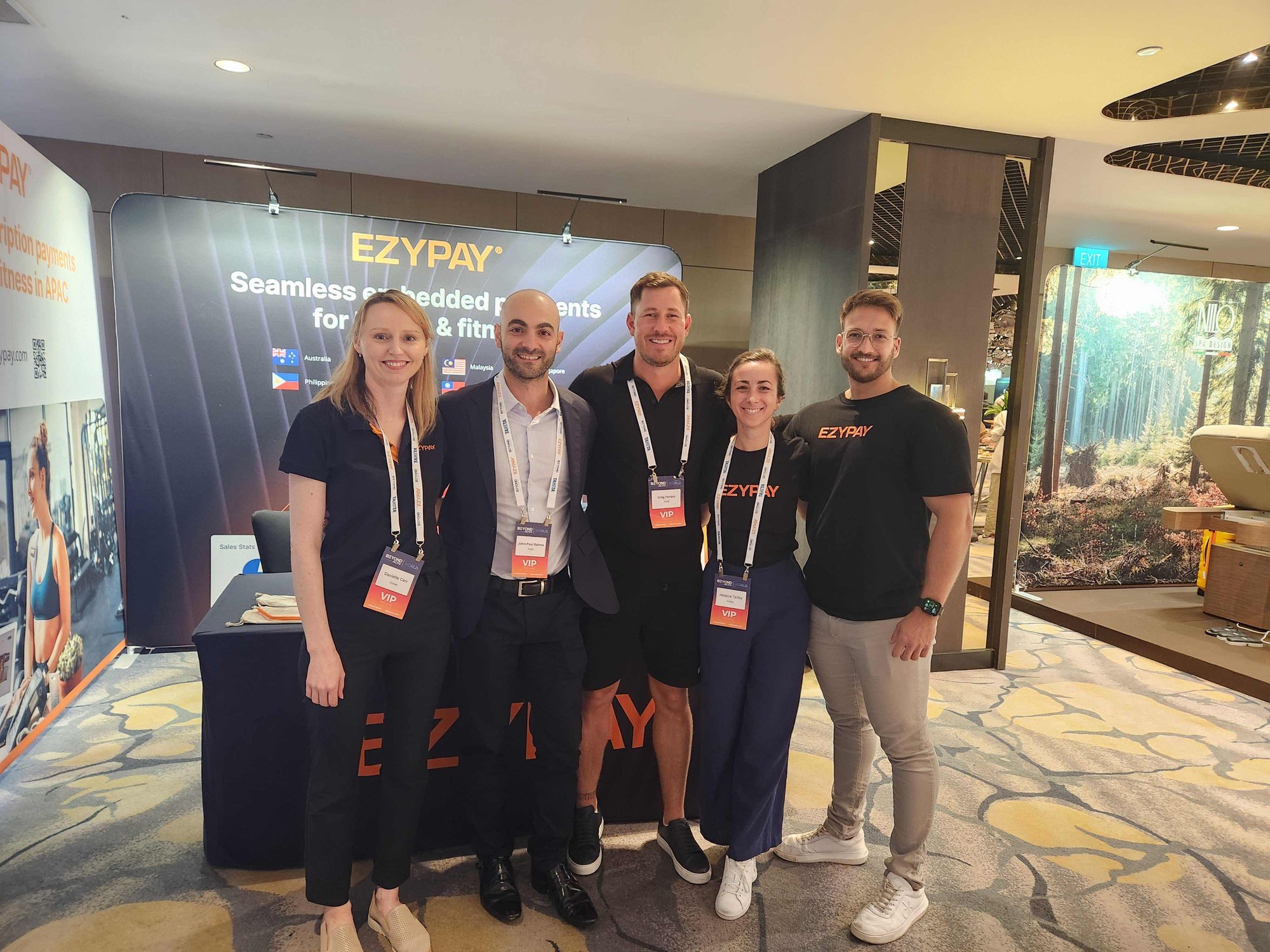 Ezypay posing with representatives from XODA at Beyond Activ World 2024